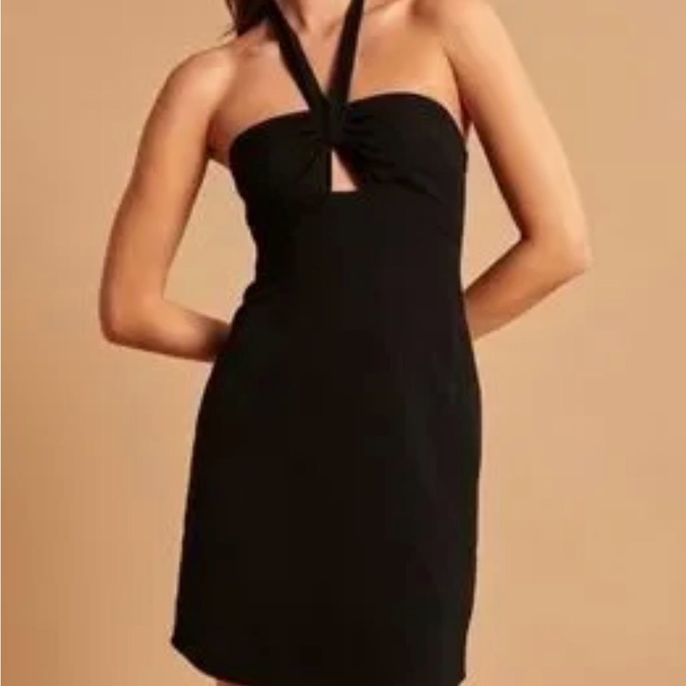 Abercrombie & Fitch Black Strapless Halter-Tie Mini Dress